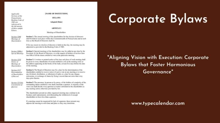 Free Printable Corporate Bylaws Templates [Word, PDF]