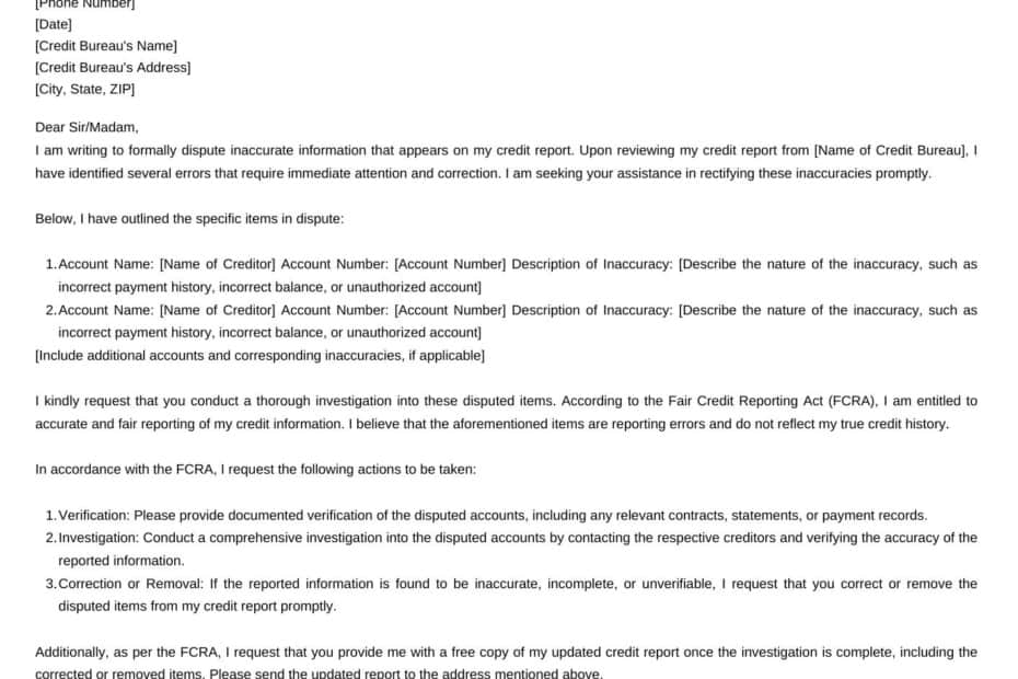 Credit Dispute Letter