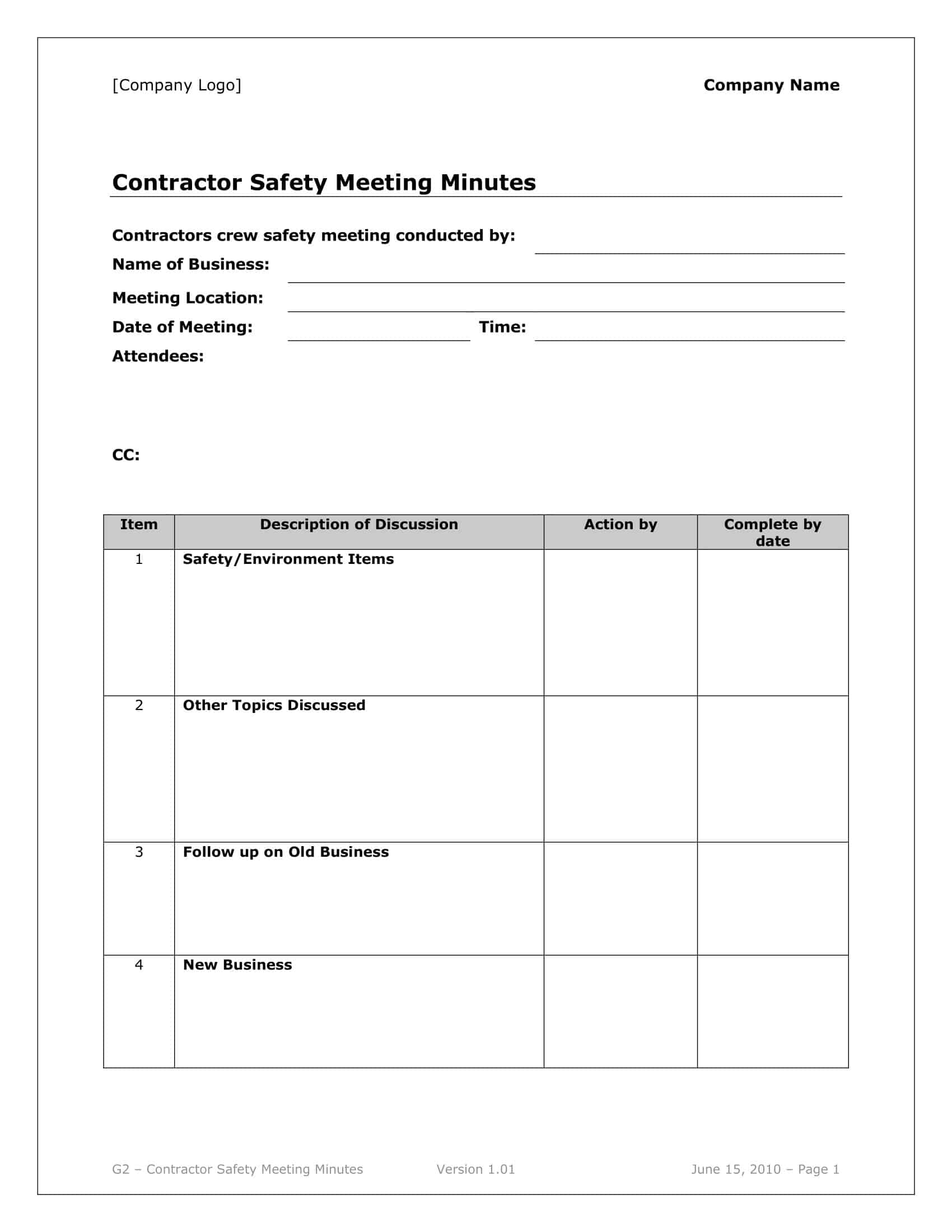 Customizable Meeting Minutes Template Customizable Meeting Minutes Template