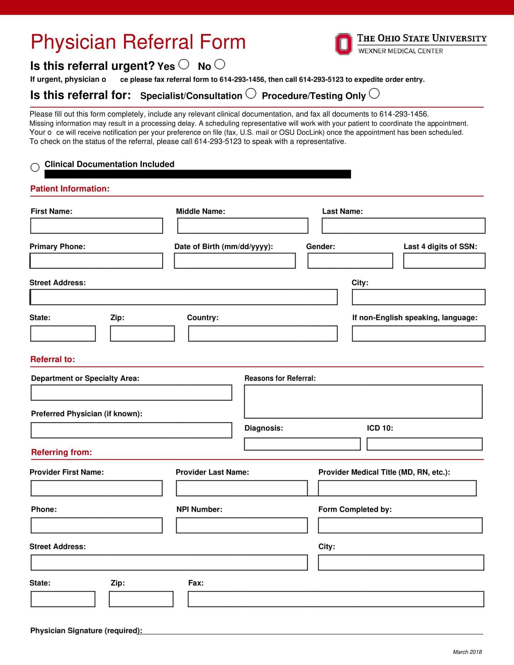 Free Printable Referral Form Templates [Word, PDF] Medical, Mental Health