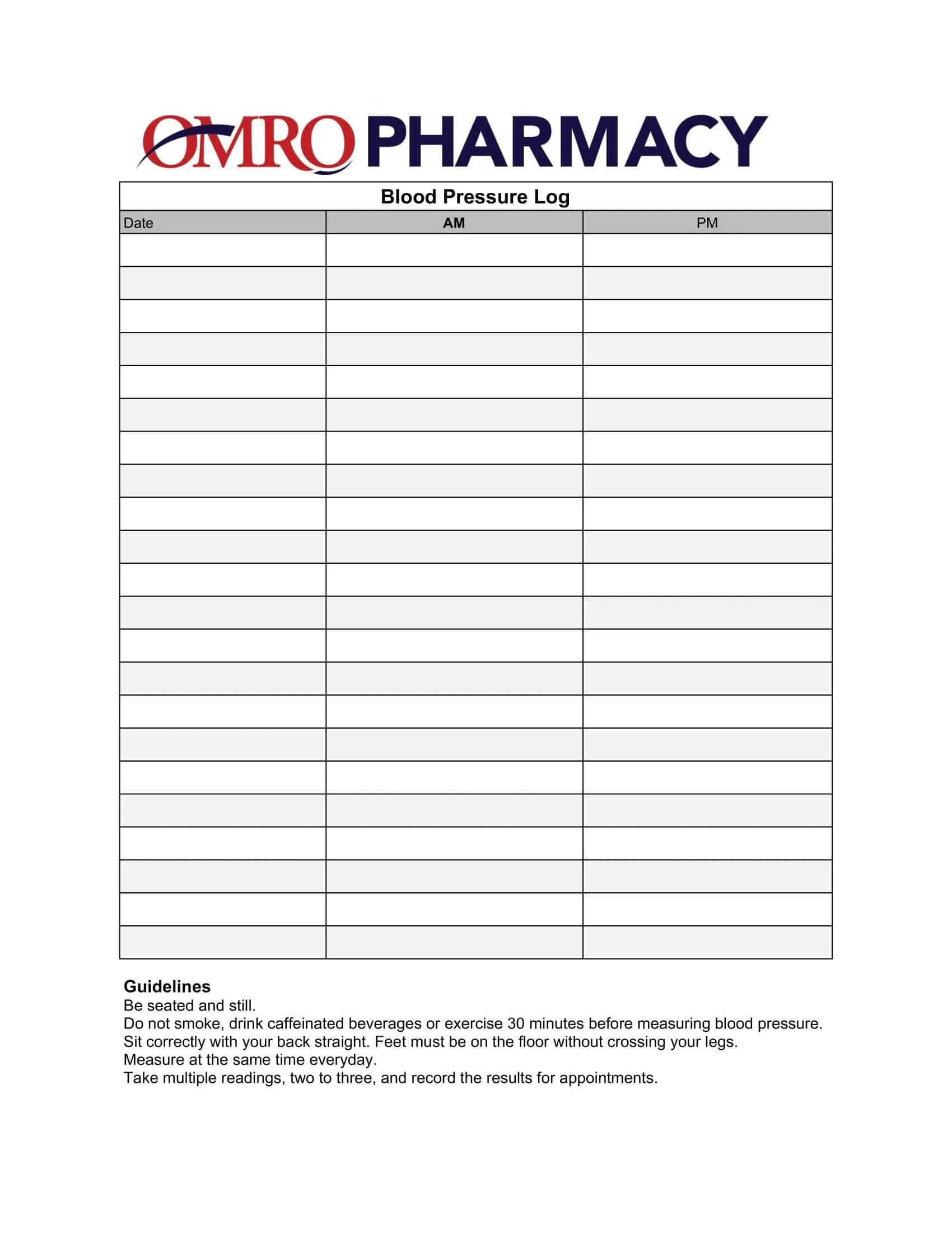 Daily Blood Pressure Log PDF Daily Blood Pressure Log PDF