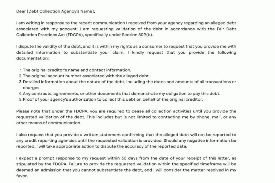 Debt Validation Letter