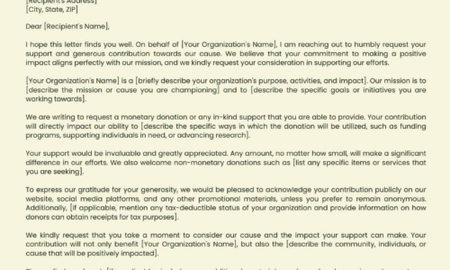 Free Printable Donation Request Letter [Word, Excel, PDF] Nonprofit, Schools