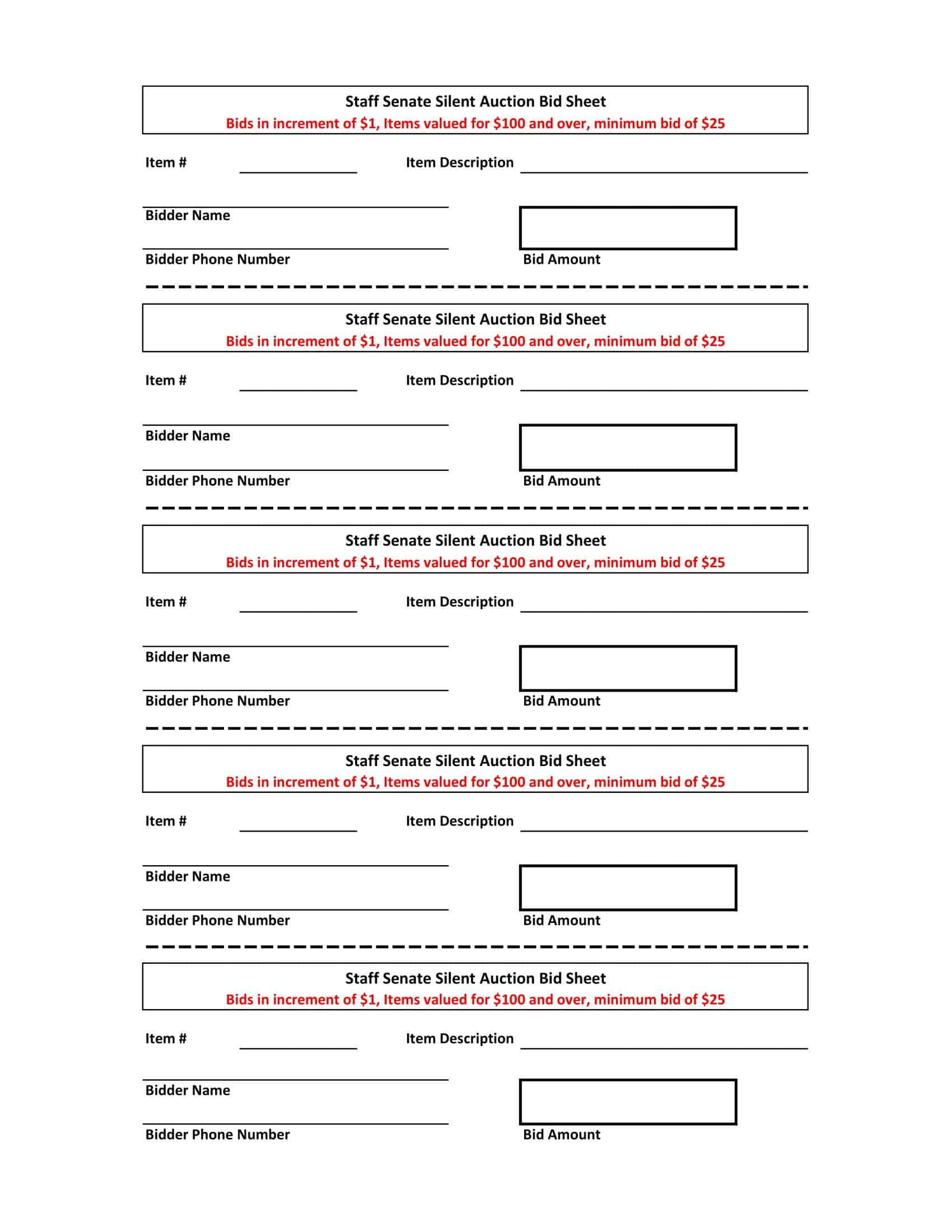Downloadable Editable Silent Auction Bid Sheet Downloadable Editable Silent Auction Bid Sheet