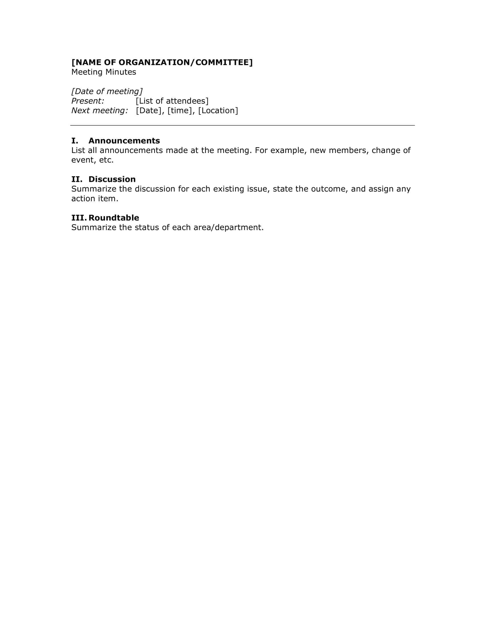 Downloadable Meeting Minutes Template Downloadable Meeting Minutes Template