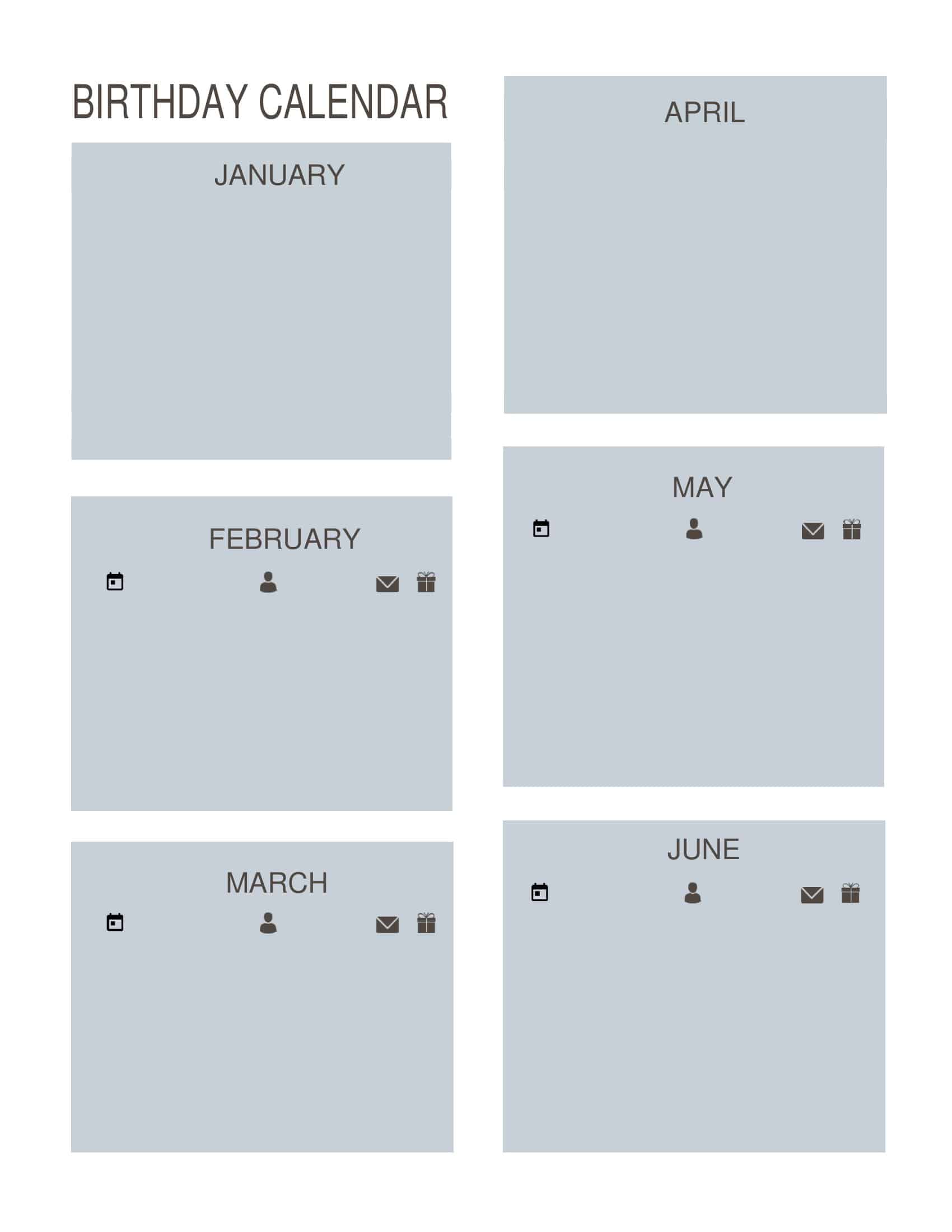 Editable Birthday Calendar Template Editable Birthday Calendar Template
