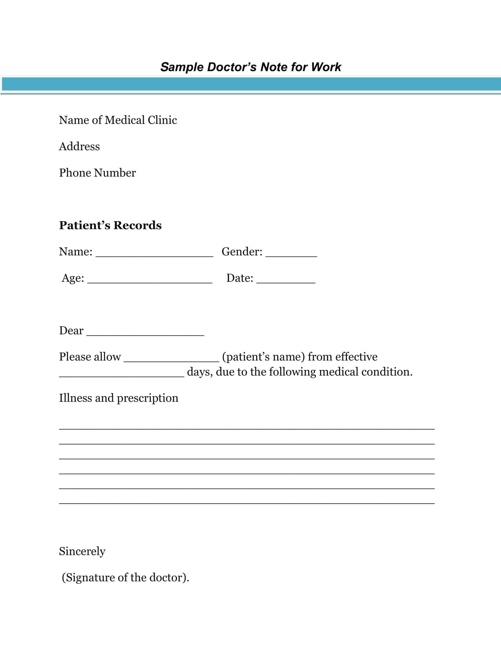 Editable Free Doctor Note Editable Free Doctor Note
