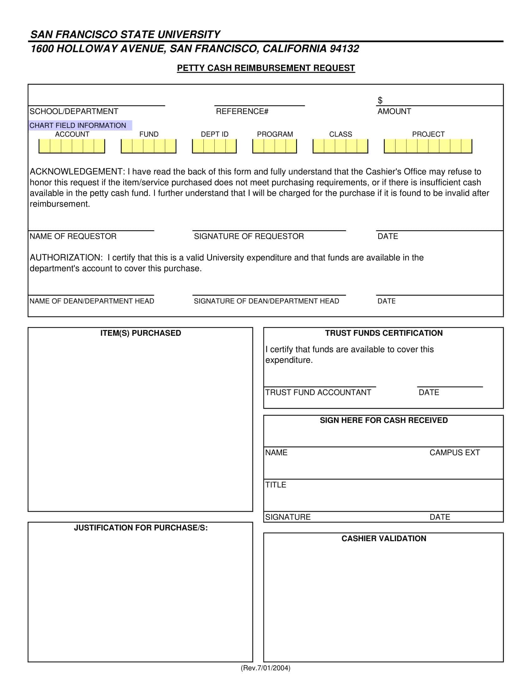 Editable PDF Petty Cash Log Editable PDF Petty Cash Log