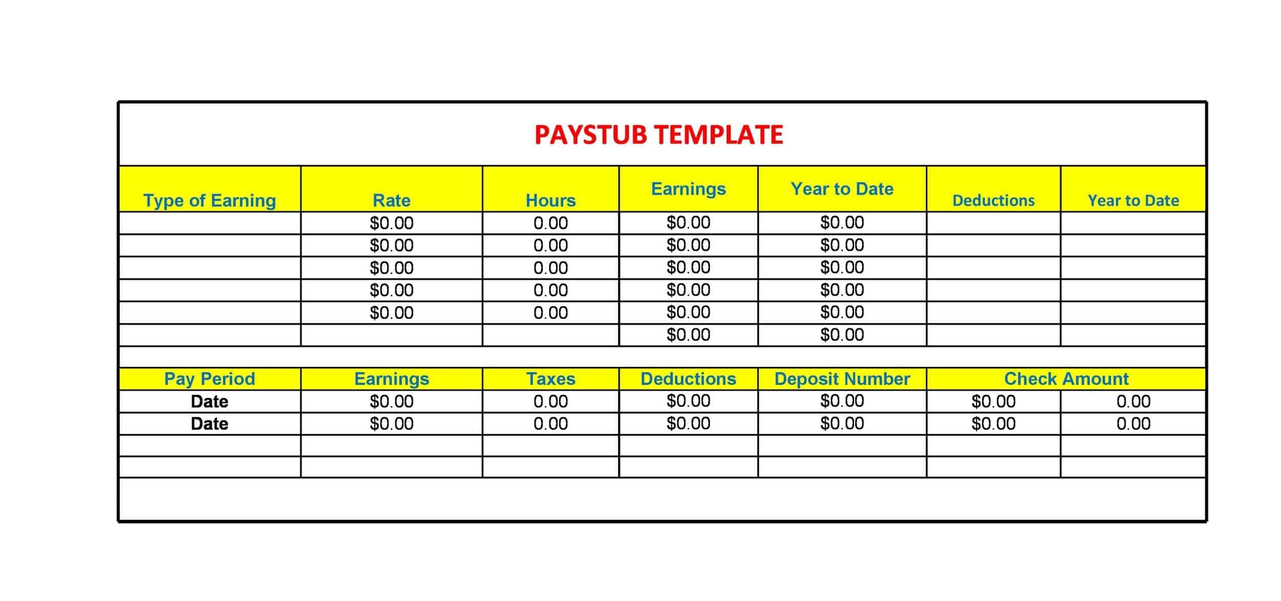 Editable Pay Stub Editable Pay Stub