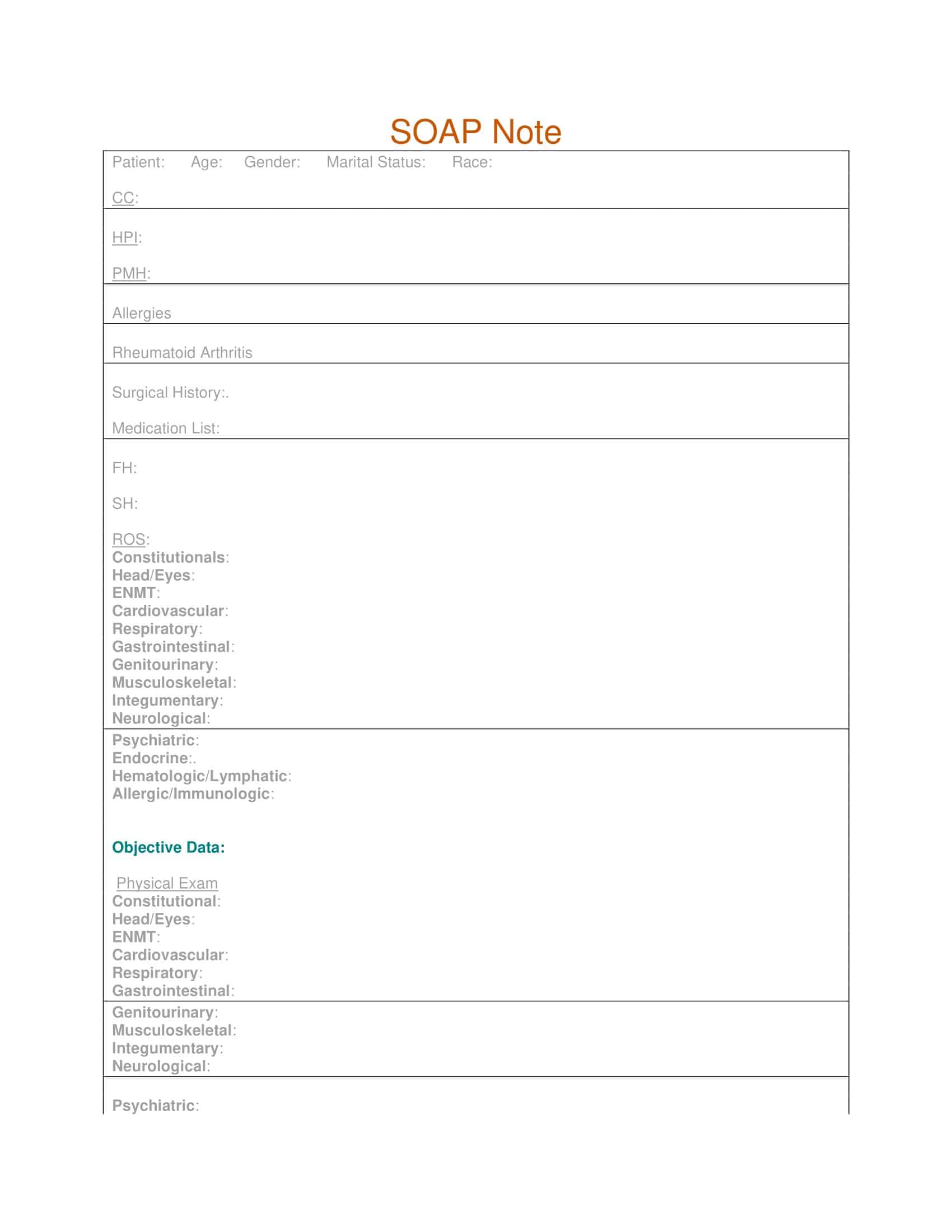 Free Printable SOAP Note Templates PDF Word Free Printable SOAP Note Templates PDF Word