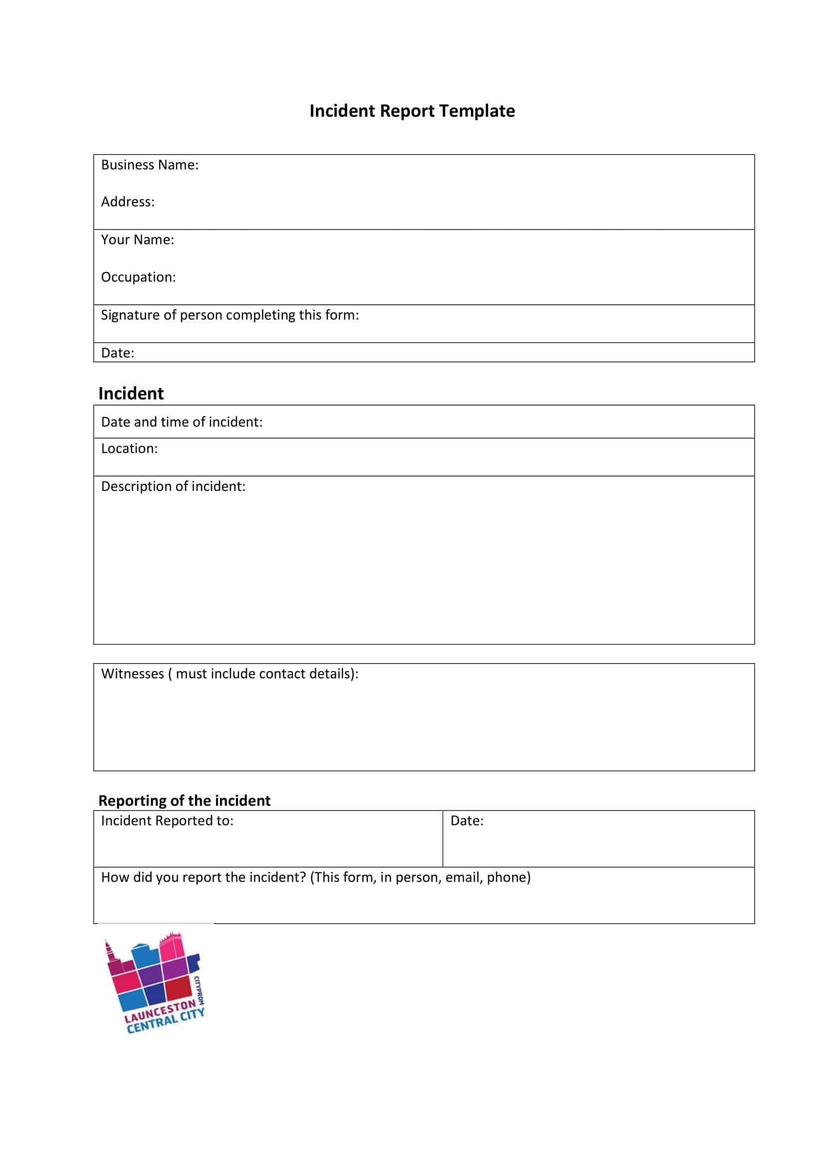 Incident Report Sample For Business Incident Report Sample For Business