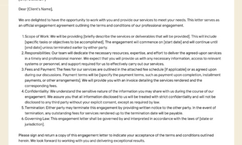 Free Printable Engagement Letter Templates [Word, PDF]