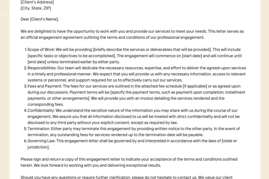 Engagement Letter