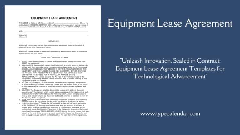 Free Printable Equipment Lease Agreement Templates [Word, PDF]