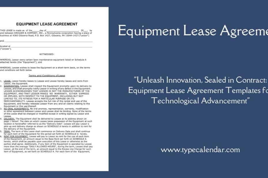 Equipment Lease Agreement
