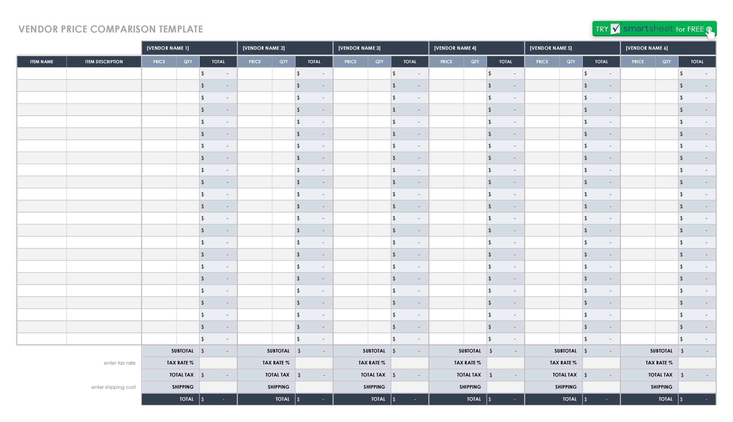 Excel Format Price Comparison Excel Format Price Comparison