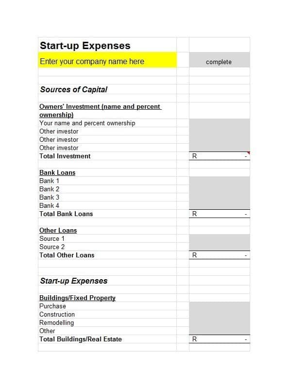 Excel Startup Budget Free Template Excel Startup Budget Free Template