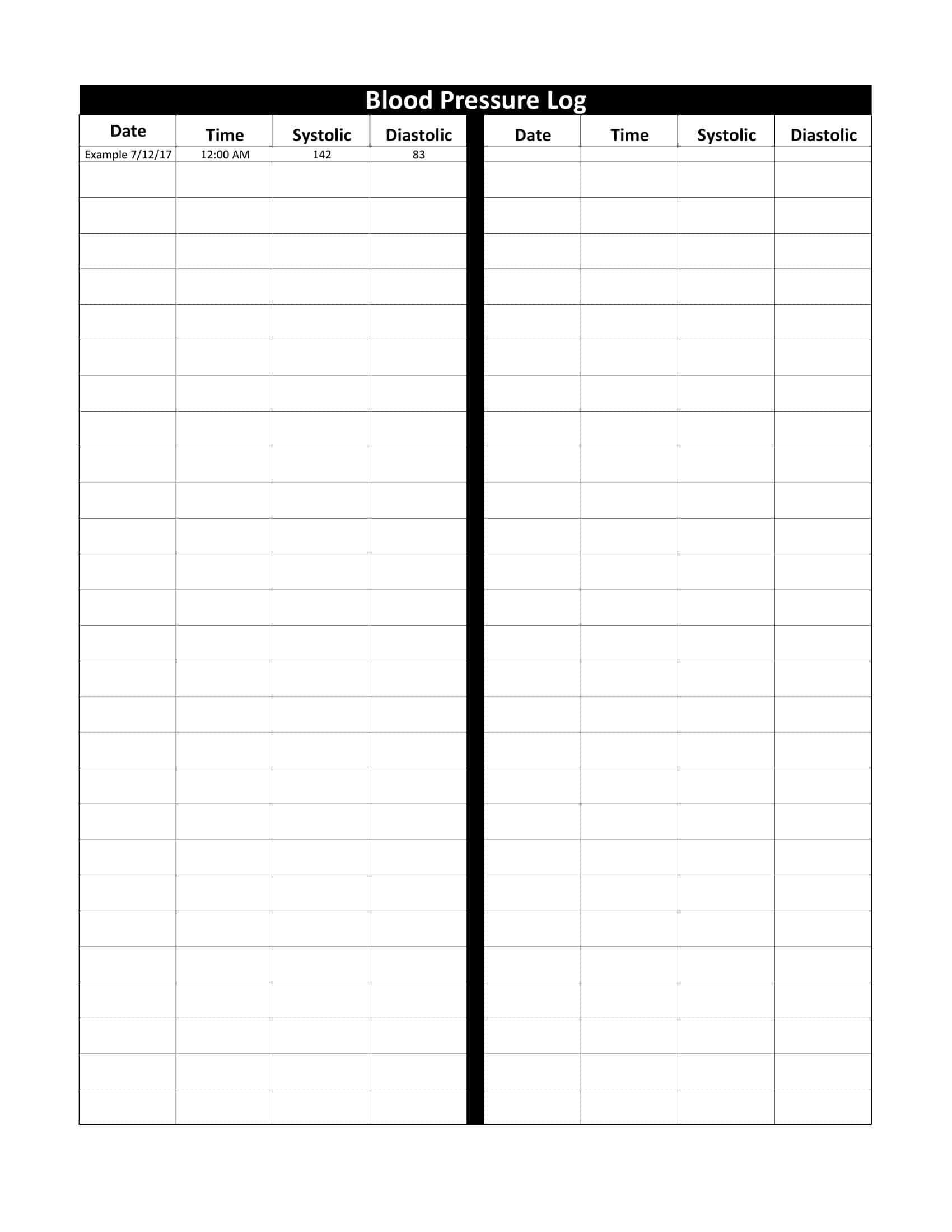 Fillable Blood Pressure Chart Fillable Blood Pressure Chart