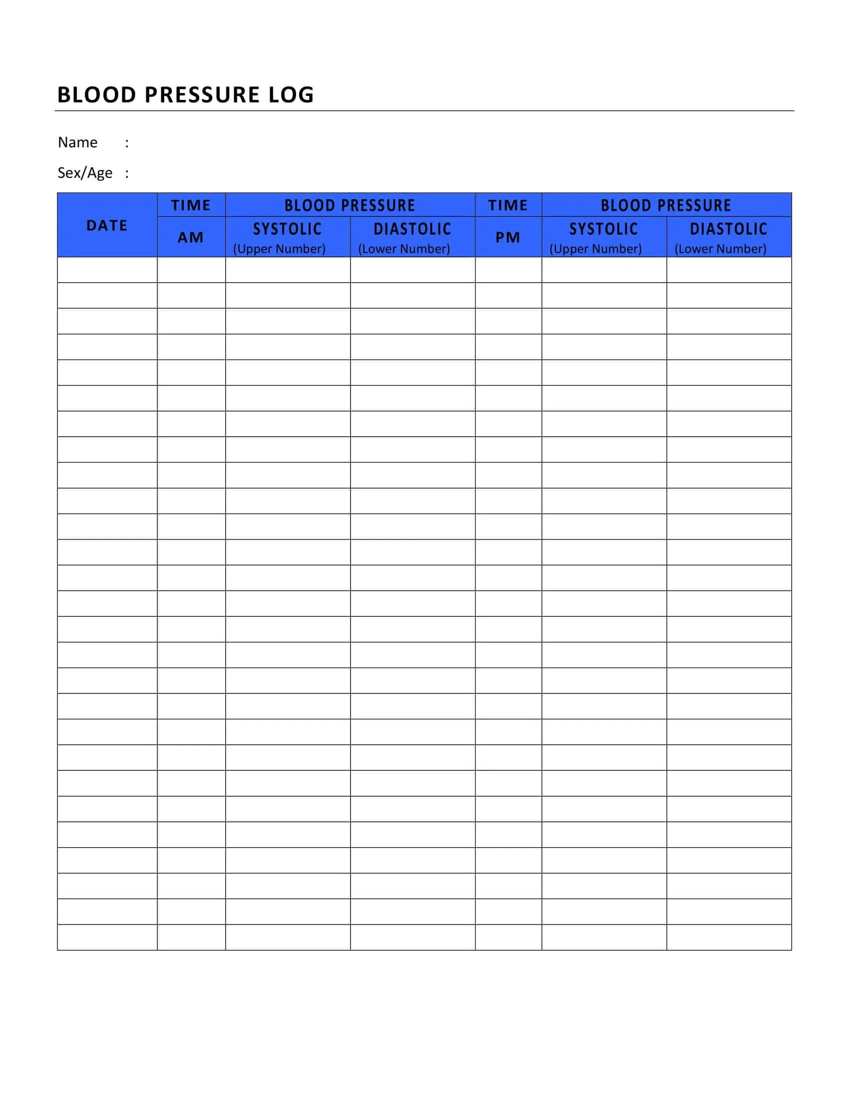 Fillable Blood Pressure Diary Fillable Blood Pressure Diary