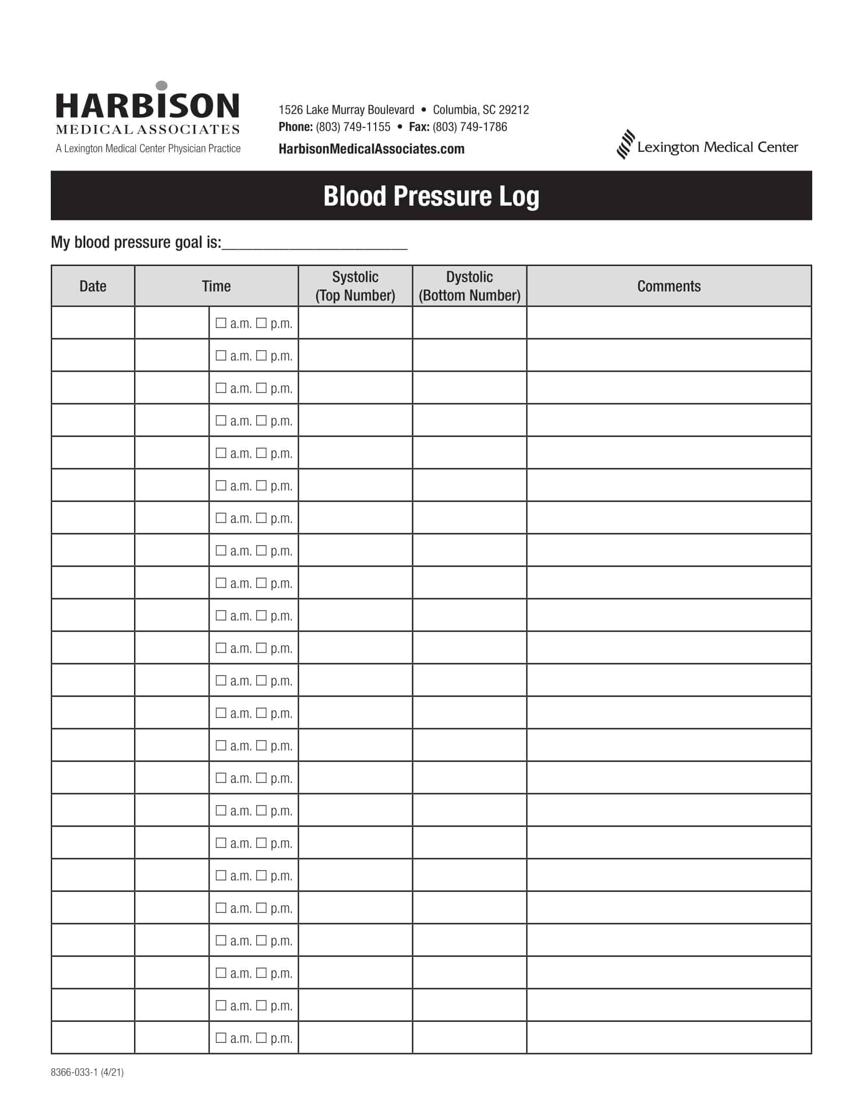 Fillable Blood Pressure Tracker Fillable Blood Pressure Tracker