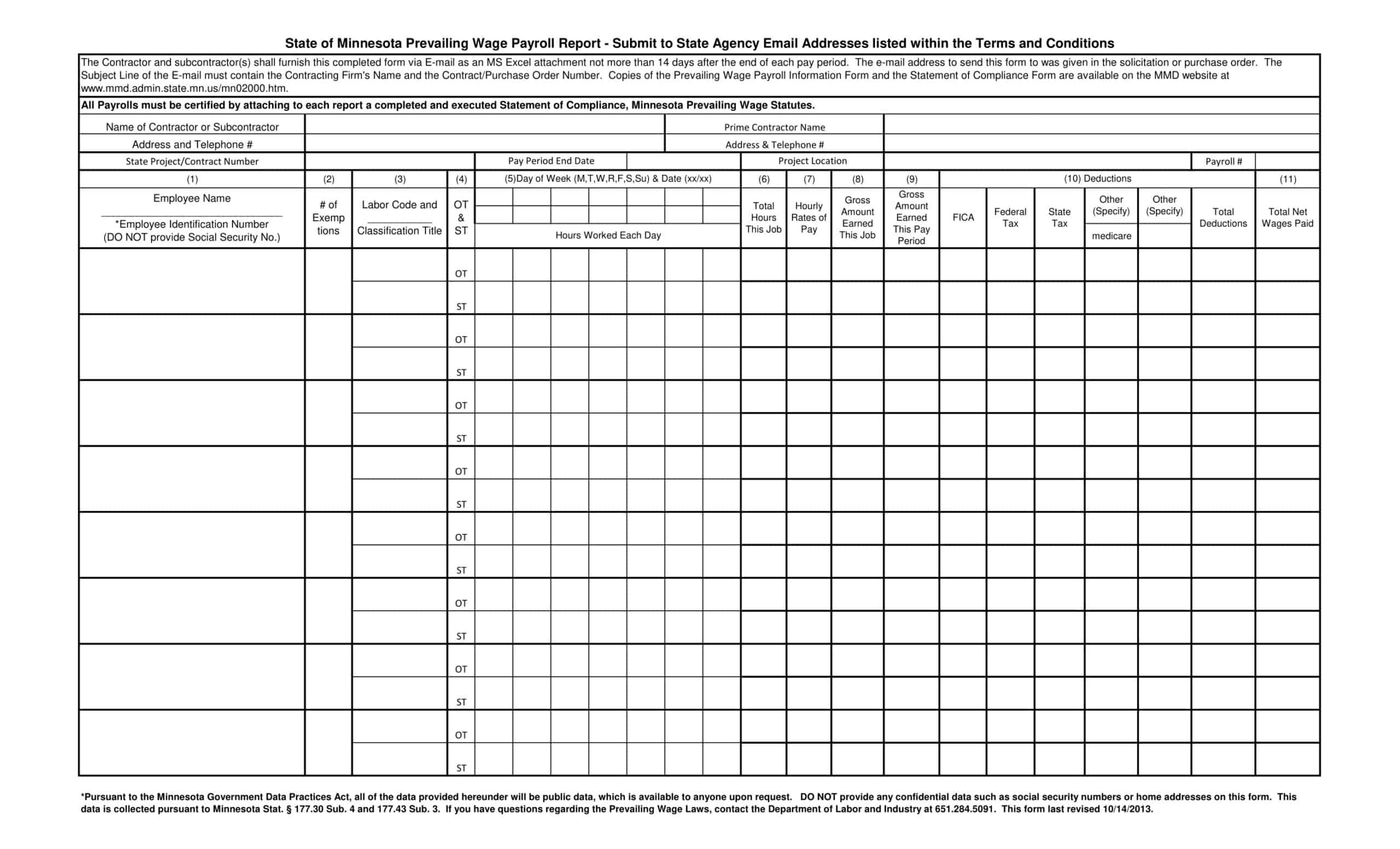 Fillable Excel Payroll Template Fillable Excel Payroll Template