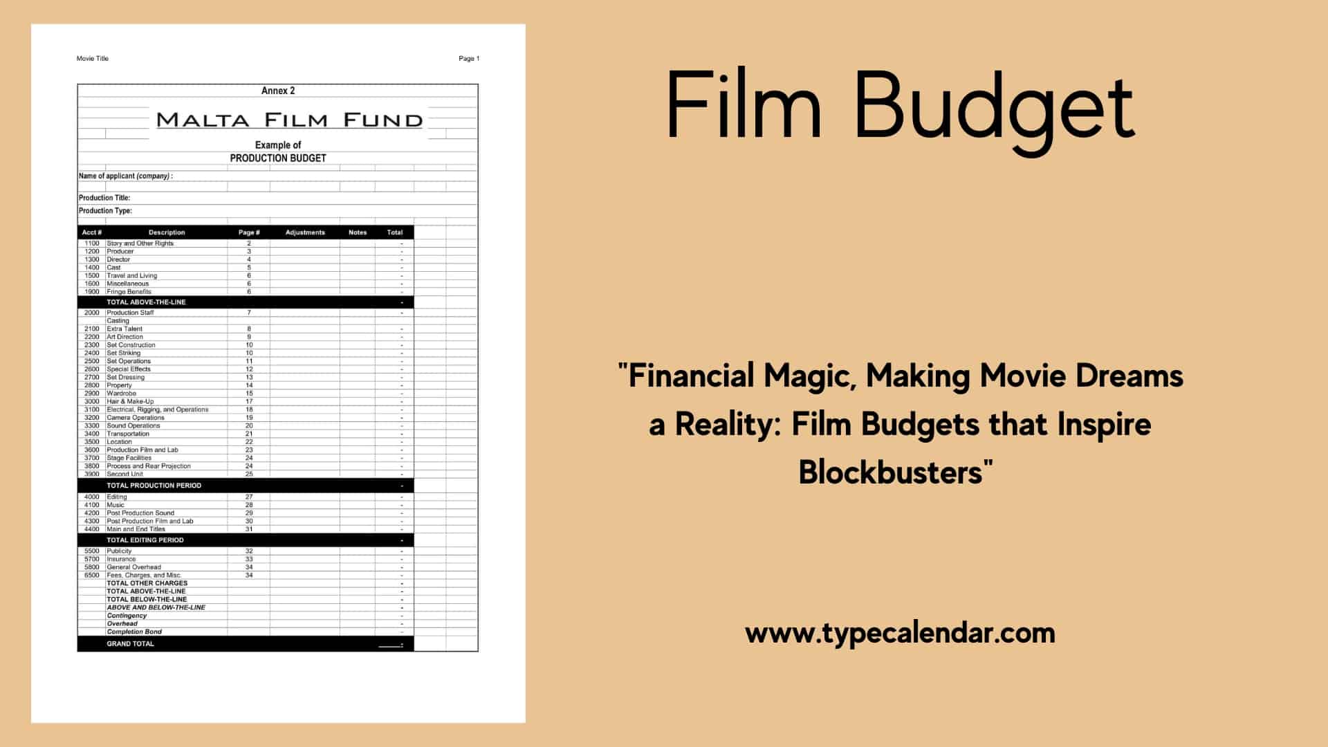 Free Printable Film Budget Templates (Word, Excel, PDF)