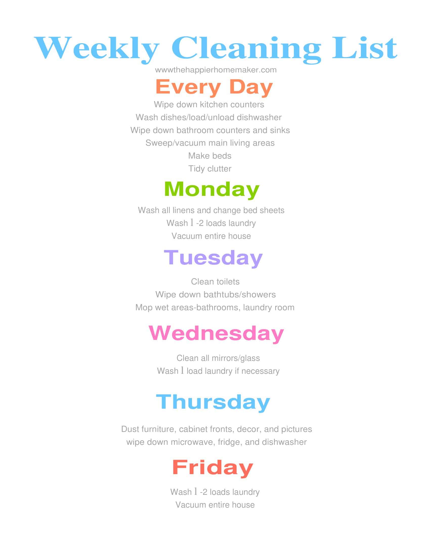 Free Basic House Cleaning Checklist Free Basic House Cleaning Checklist