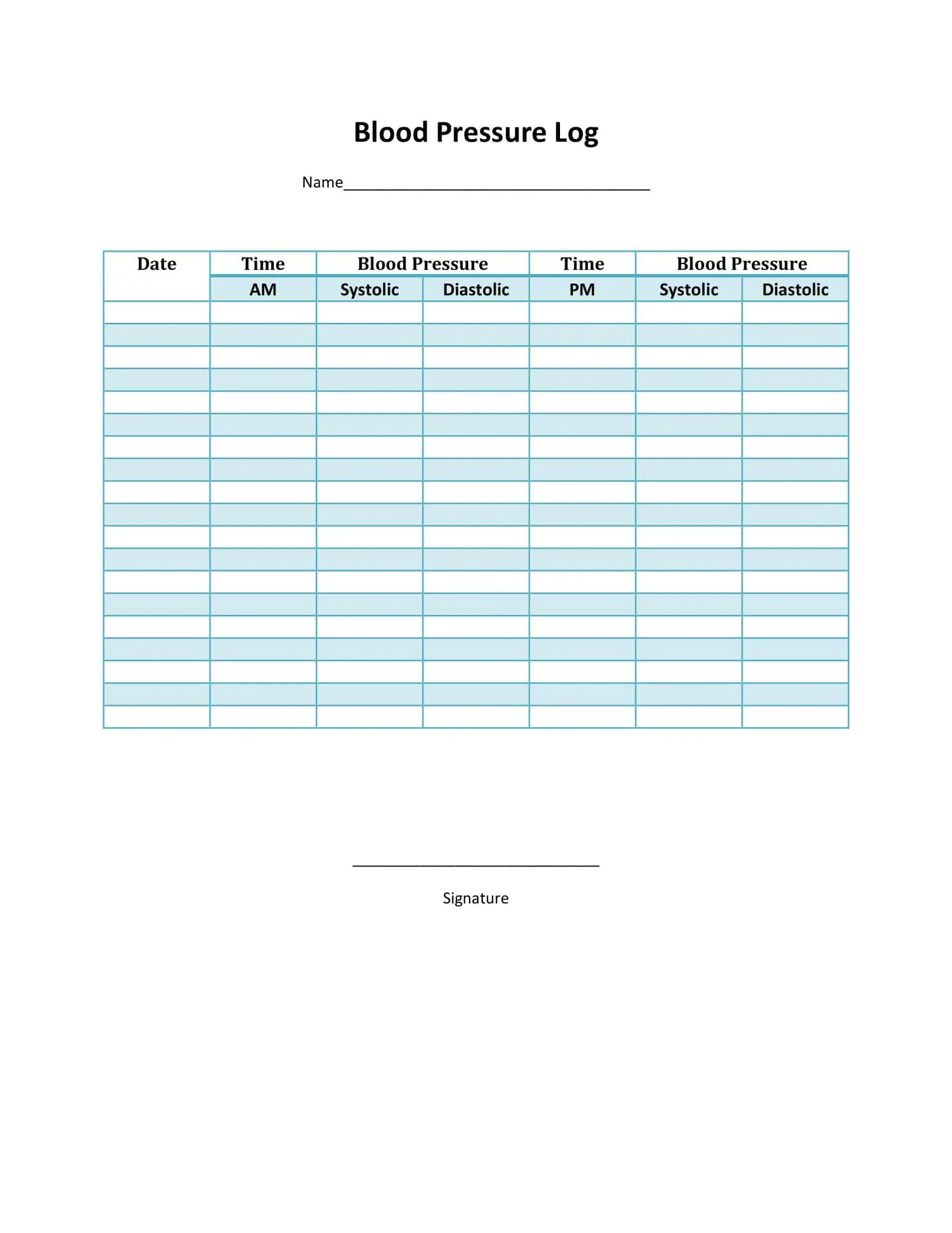 Free Blood Pressure Diary Free Blood Pressure Diary