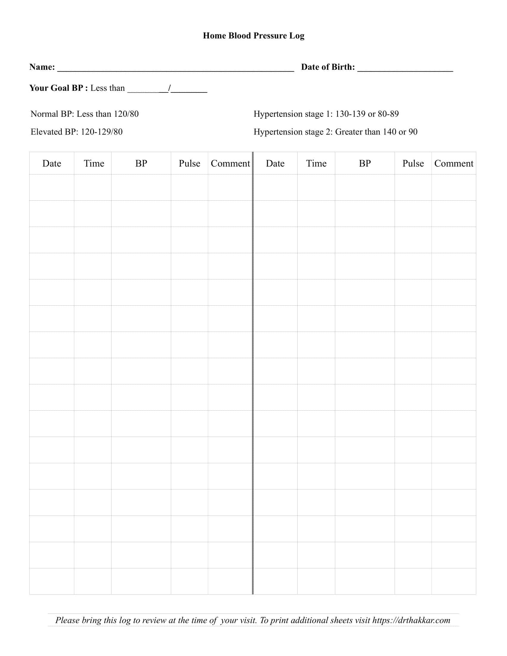 Free Blood Pressure Logbook Free Blood Pressure Logbook