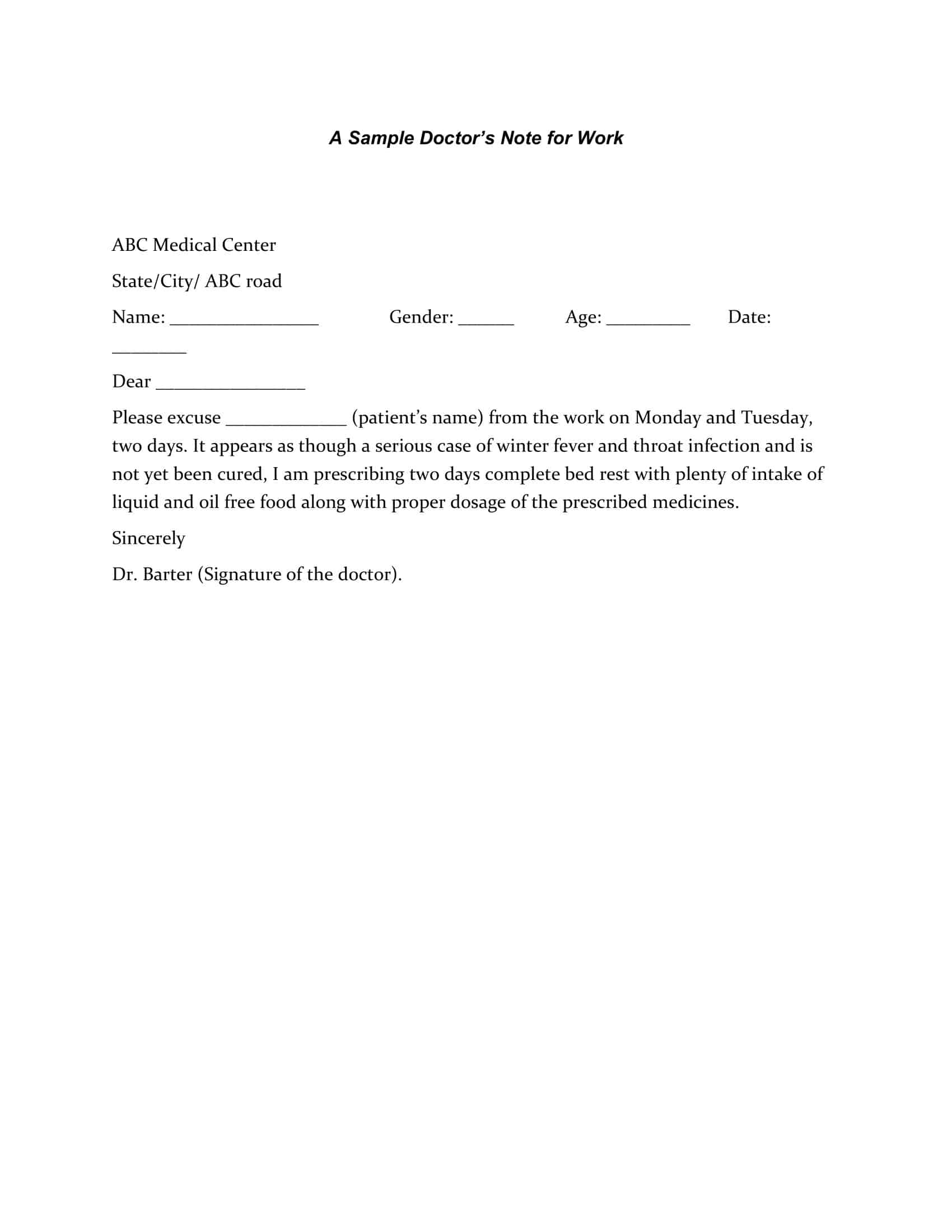 Free Doctor Note Fillable PDF Free Doctor Note Fillable PDF