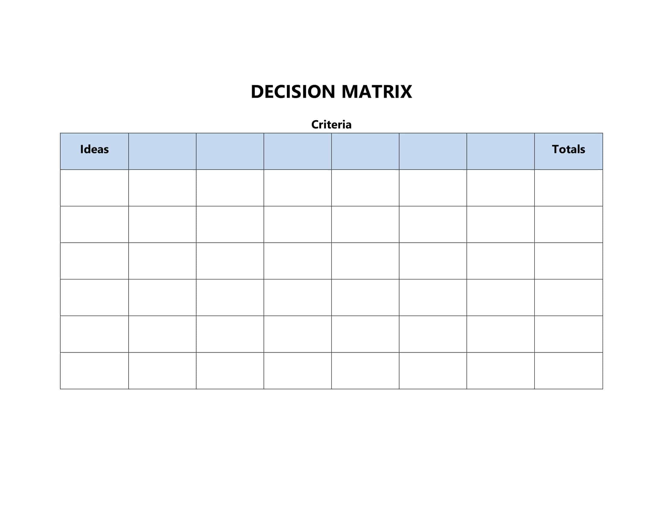 Free Printable Decision Matrix Templates [Excel, PDF, Word]