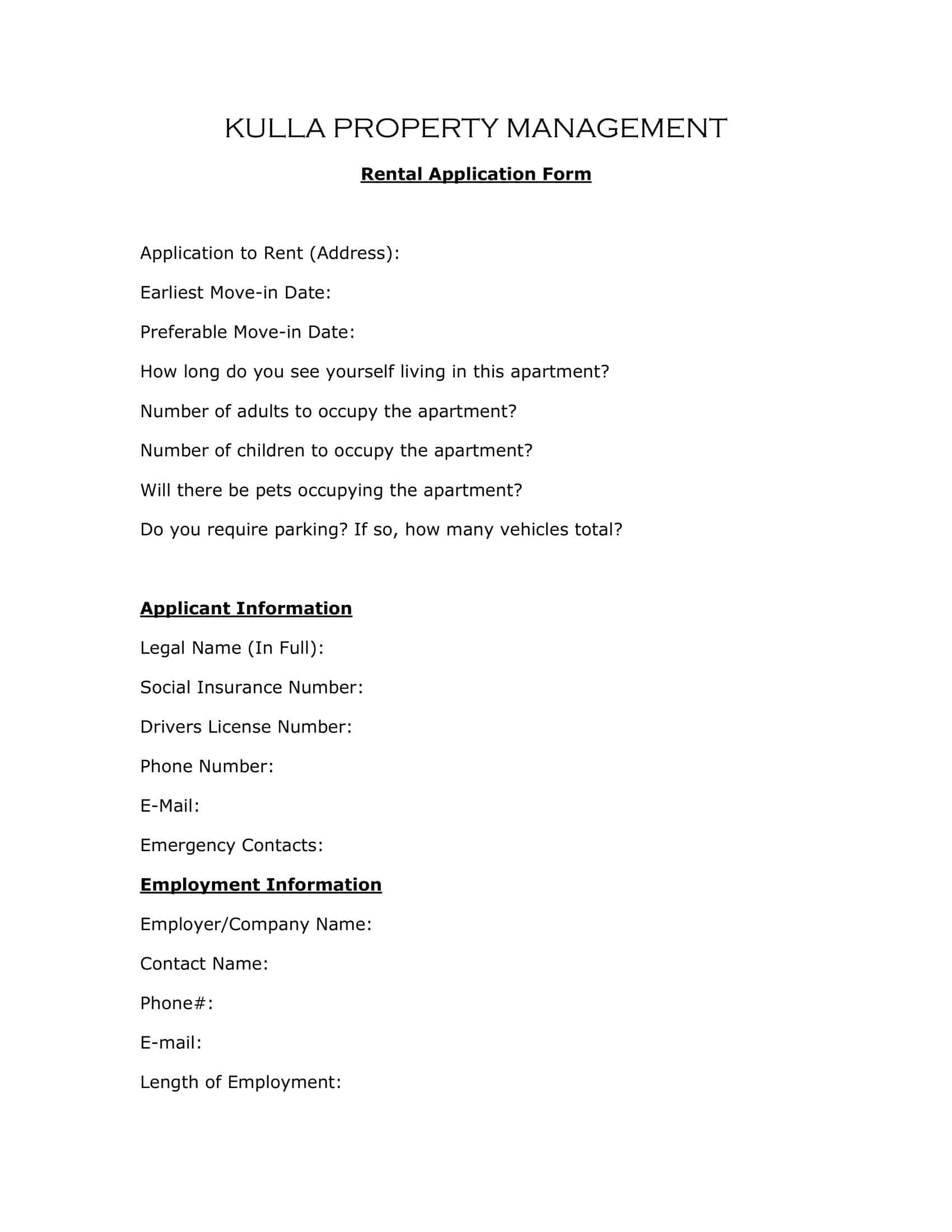 Free Editable Rental Application Free Editable Rental Application