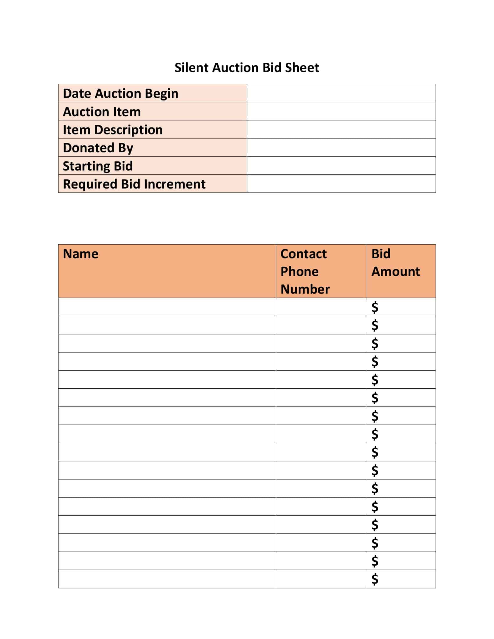 Silent Auction Blank Form To Printable Printable Forms Free Online Silent Auction Blank Form To Printable Printable Forms Free Online