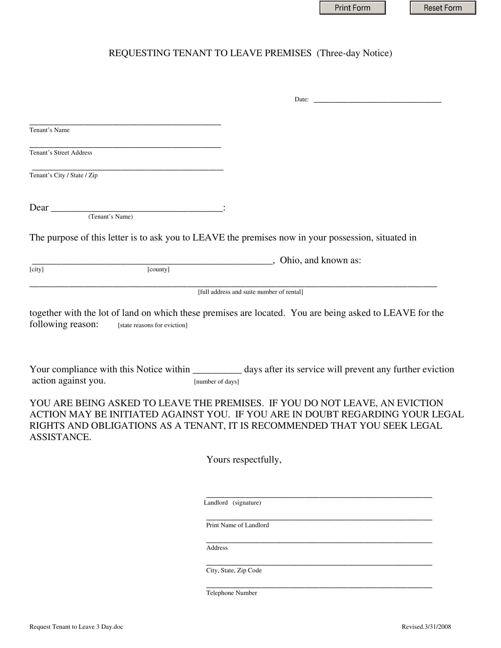 Free Eviction Notice Word Doc Free Eviction Notice Word Doc