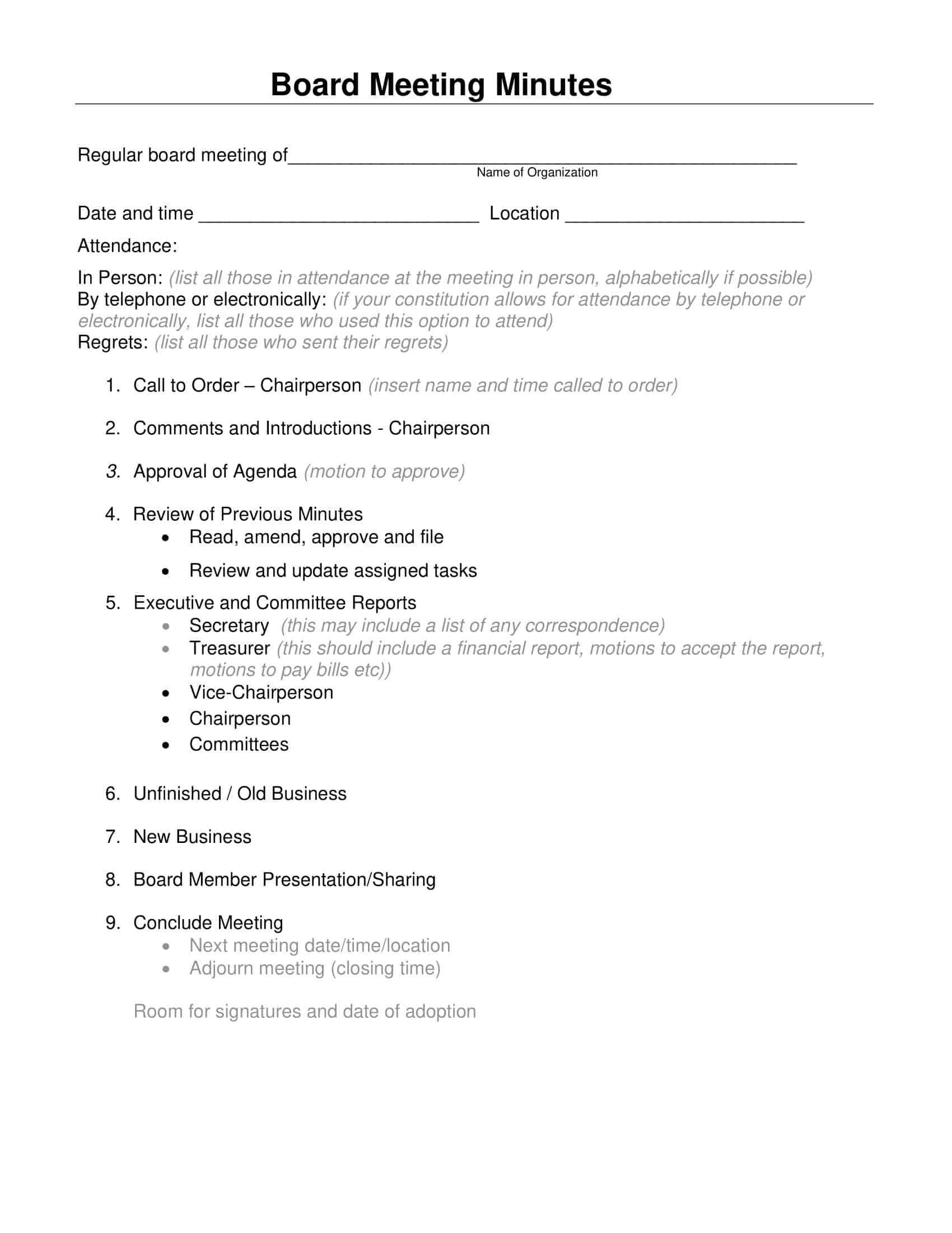 Free Printable Meeting Minutes Templates Word Excel PDF 