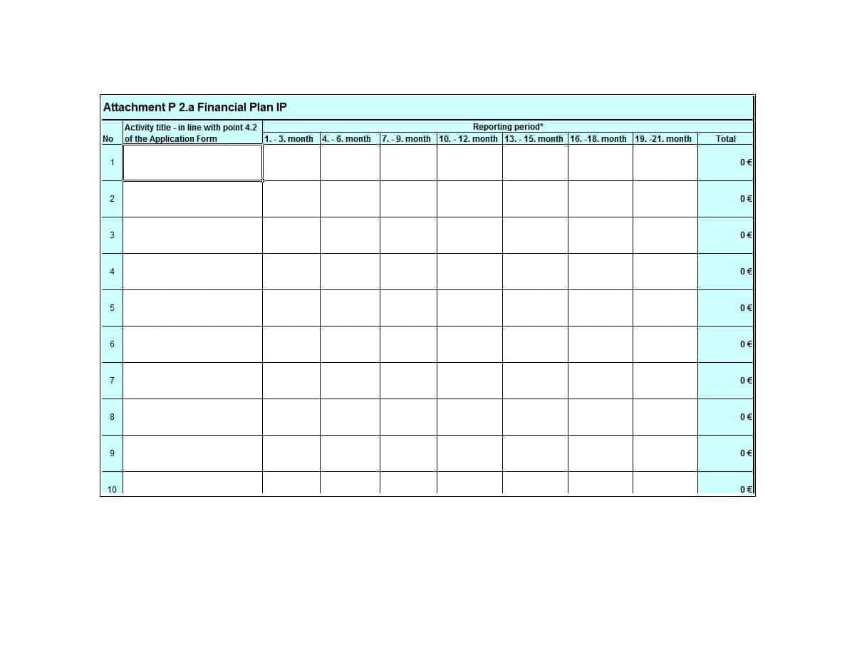 Free One-Page Financial Plan Free One-Page Financial Plan