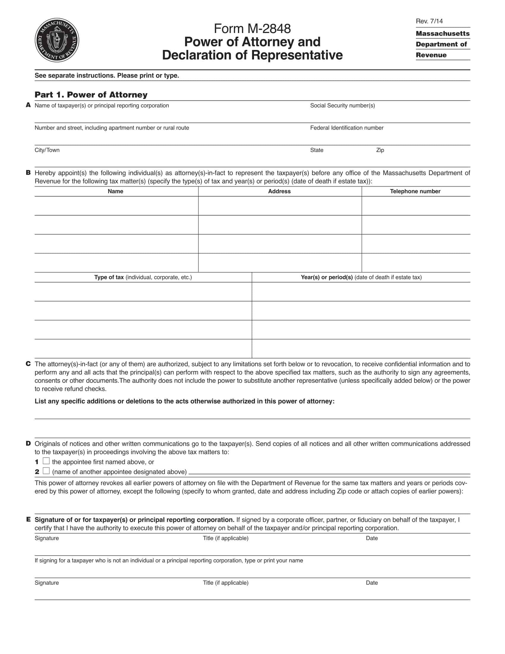 Free Power of Attorney Form Free Power of Attorney Form