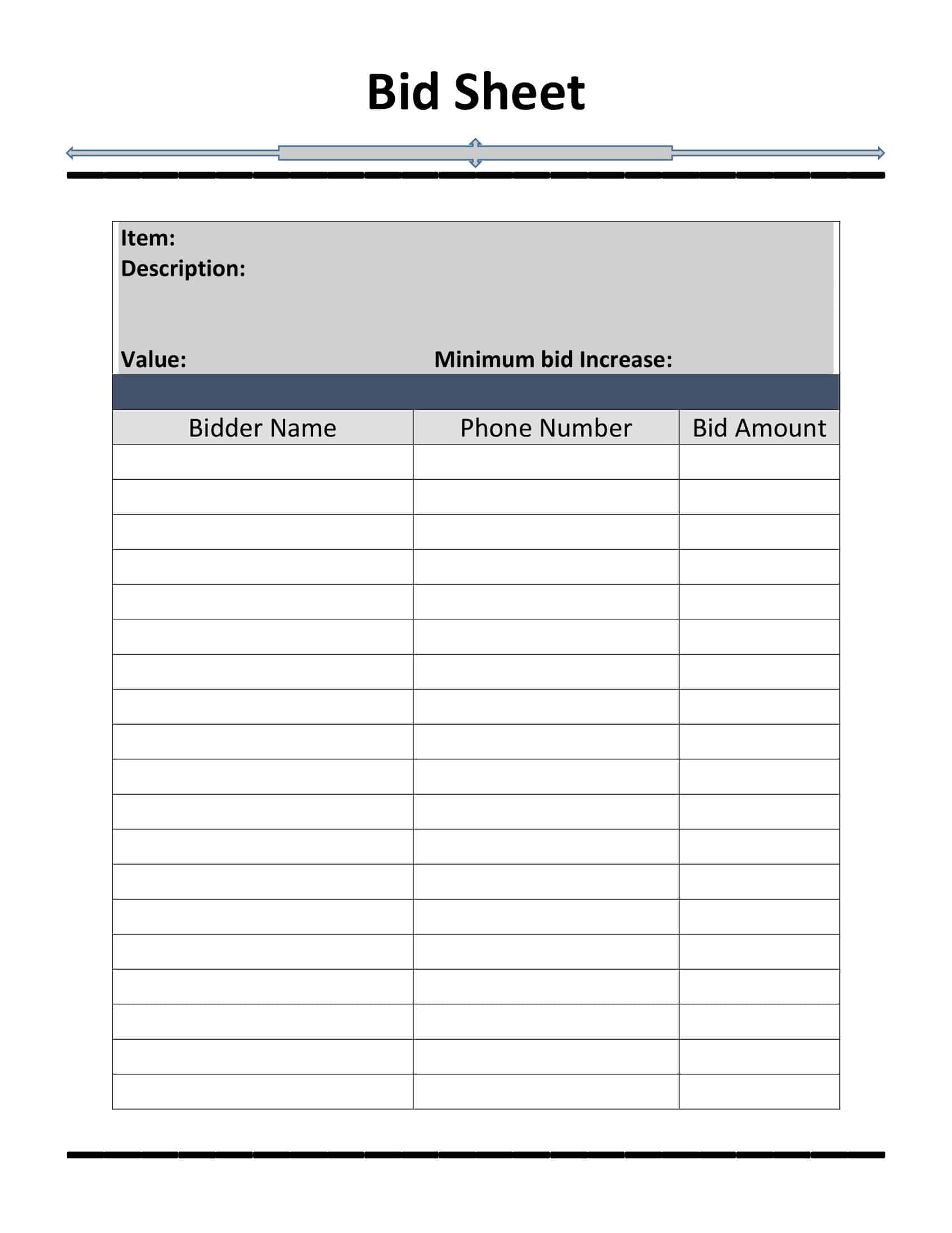 Free Printable Silent Auction Bid Sheet Templates PDF Examples Ideas Free Printable Silent Auction Bid Sheet Templates PDF Examples Ideas