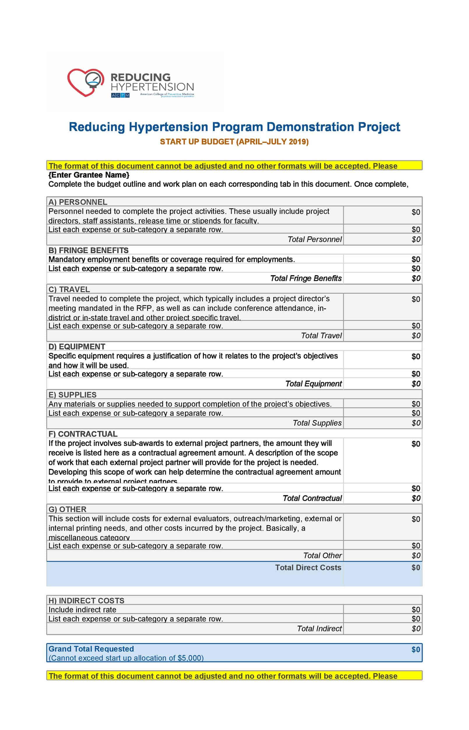 Free Startup Budget Editable Template Free Startup Budget Editable Template