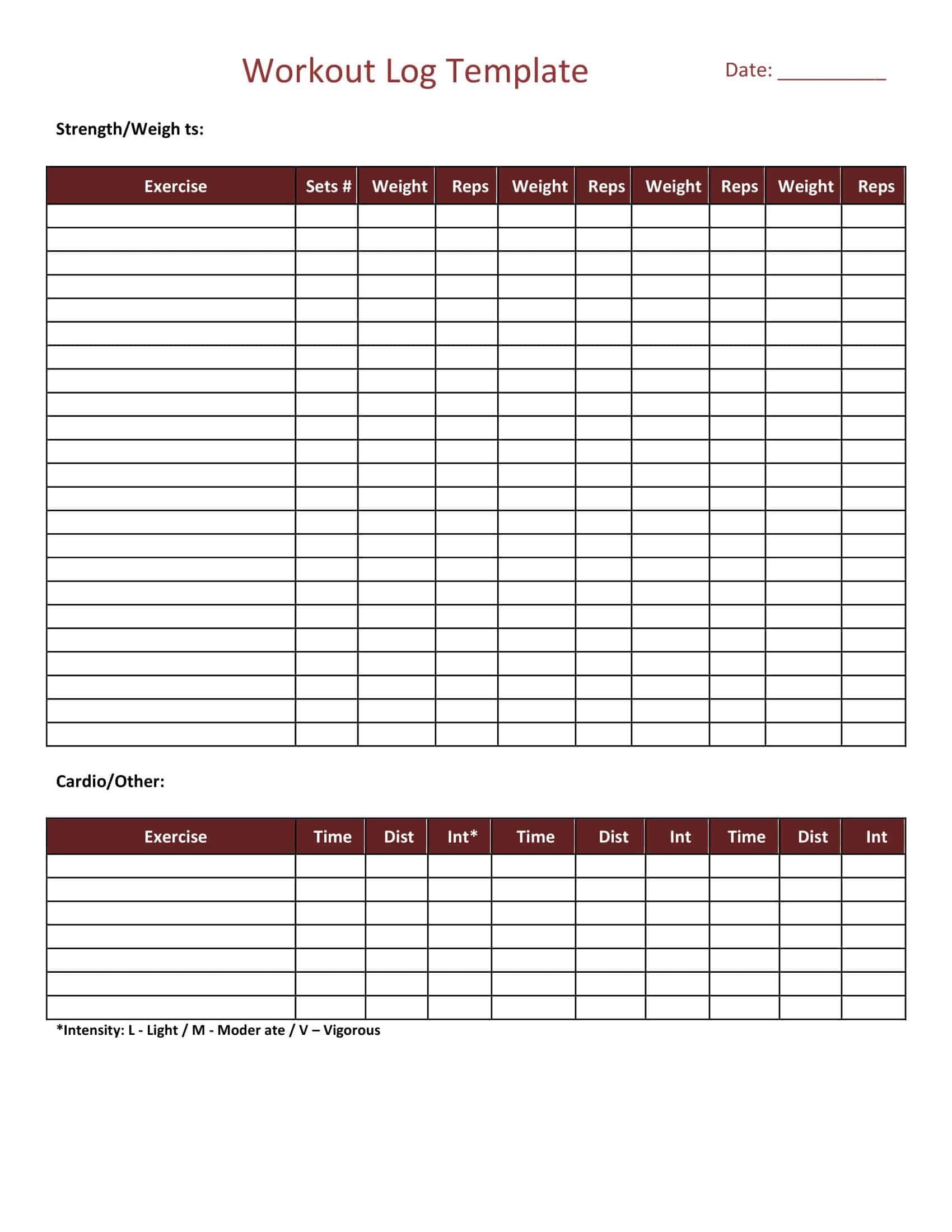 45+ Free Printable Workout Log Templates [PDF, Word, Excel]