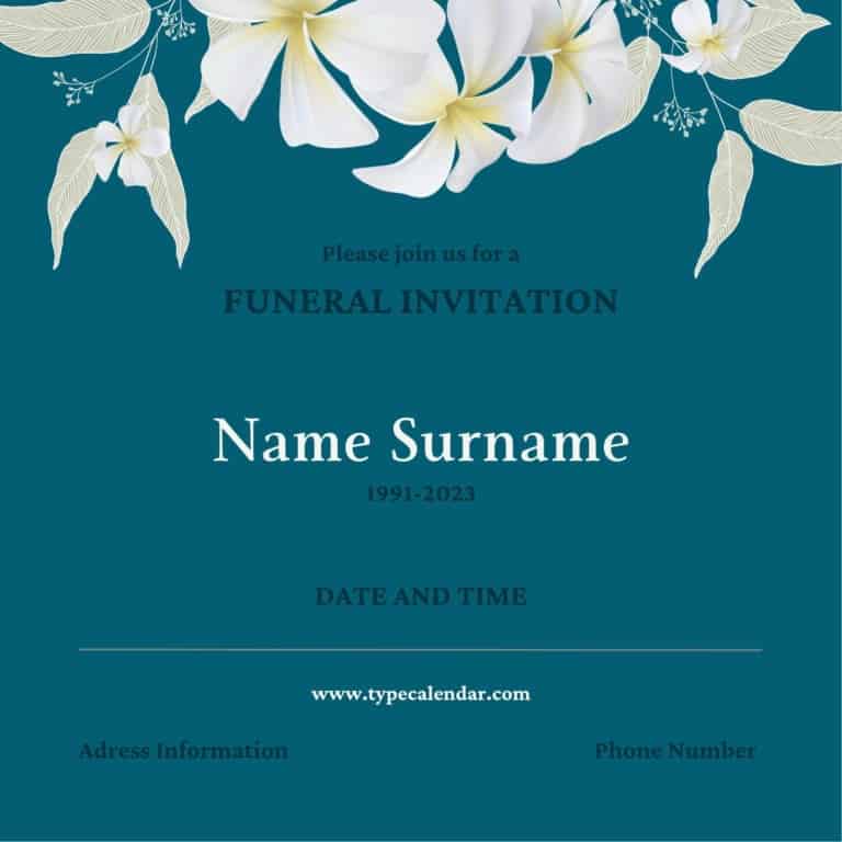 Free Printable Funeral Invitation Templates [Word] Digital, Text
