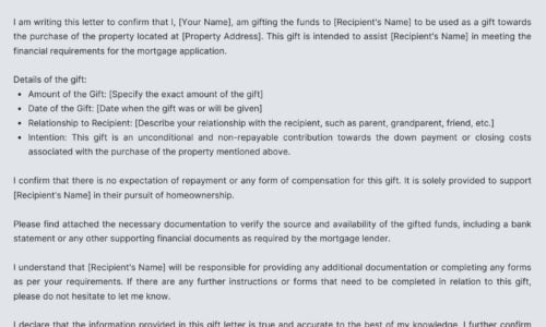 Free Printable Gift Letter Templates / Car, Boat, Mortgage [PDF, Word]