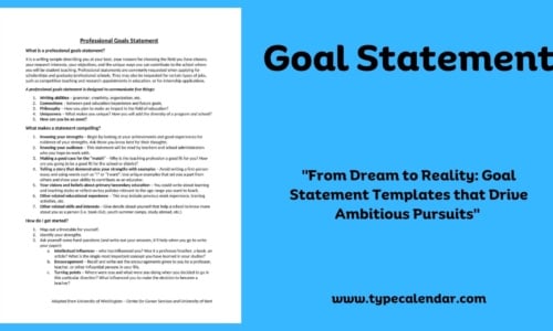 Free Printable Goal Statement Templates [PDF, Word] / Personal, Business, Students