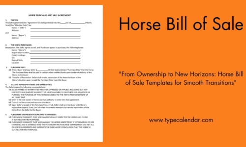 Free Printable Horse Bill of Sale Templates [PDF, Word] Example