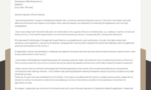 Free Printable Immigration Letter Templates [Parents, Family, Friend]