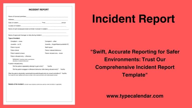 Free Printable Incident Report Templates [Word, Excel, PDF] Workplace
