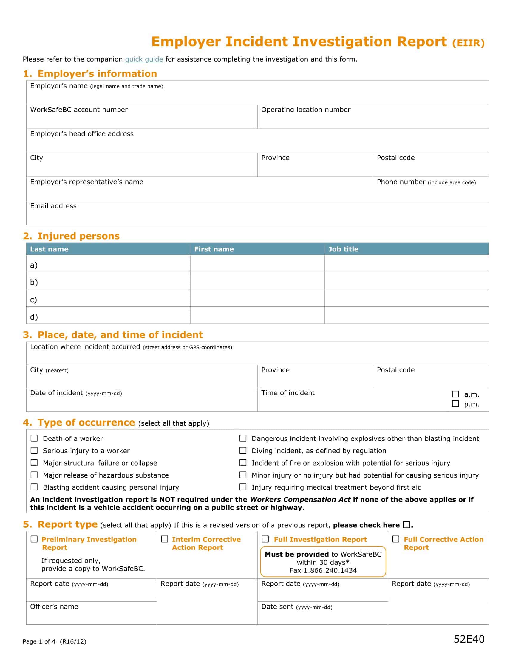 Incident report format example Incident report format example