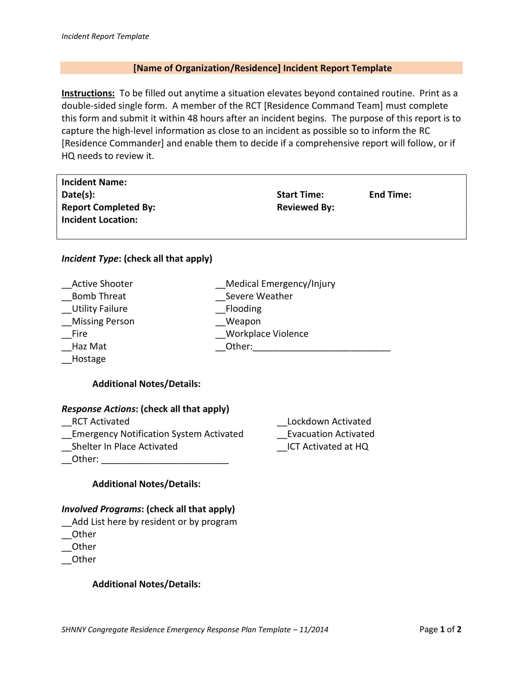 Incident report sample PDF Incident report sample PDF