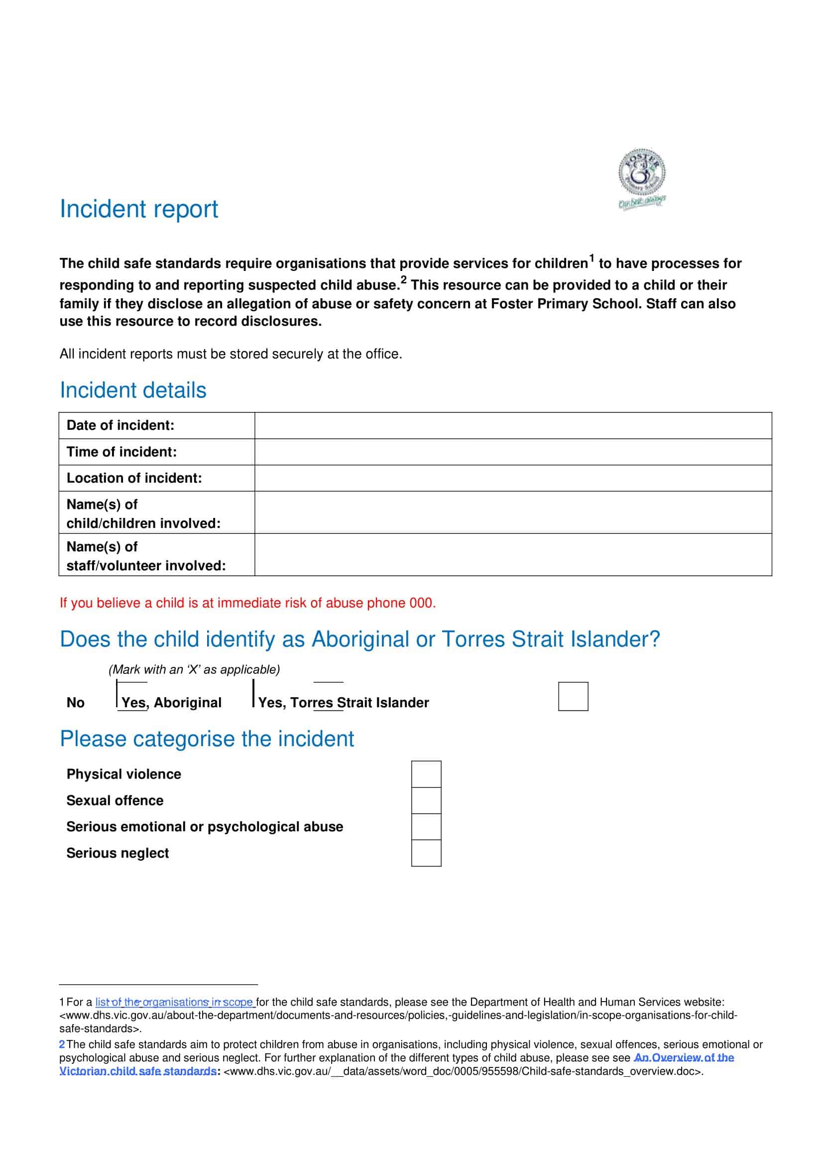 Incident report worksheet sample Incident report worksheet sample