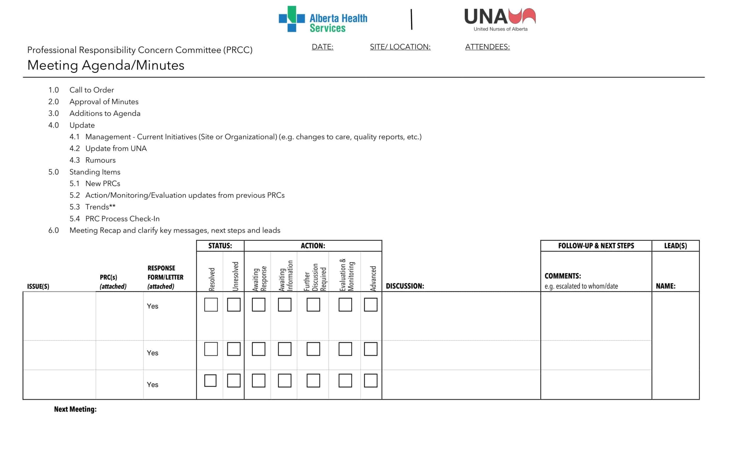 Informal Meeting Minutes Template Informal Meeting Minutes Template